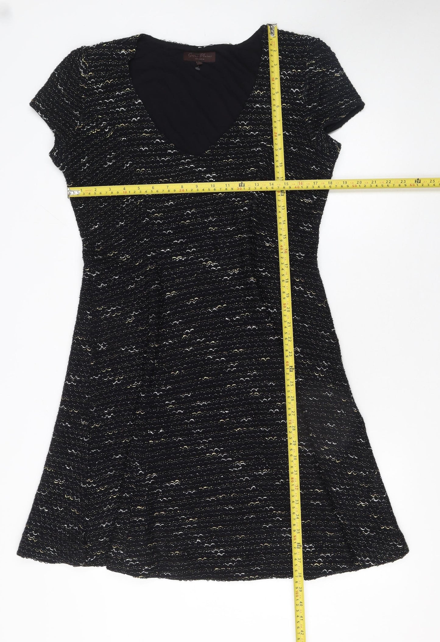 Great Plains Women Black Glitter Knit Shift Dress XL
