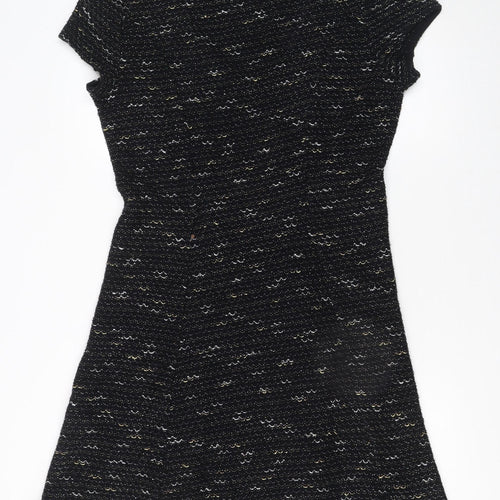 Great Plains Women Black Glitter Knit Shift Dress XL