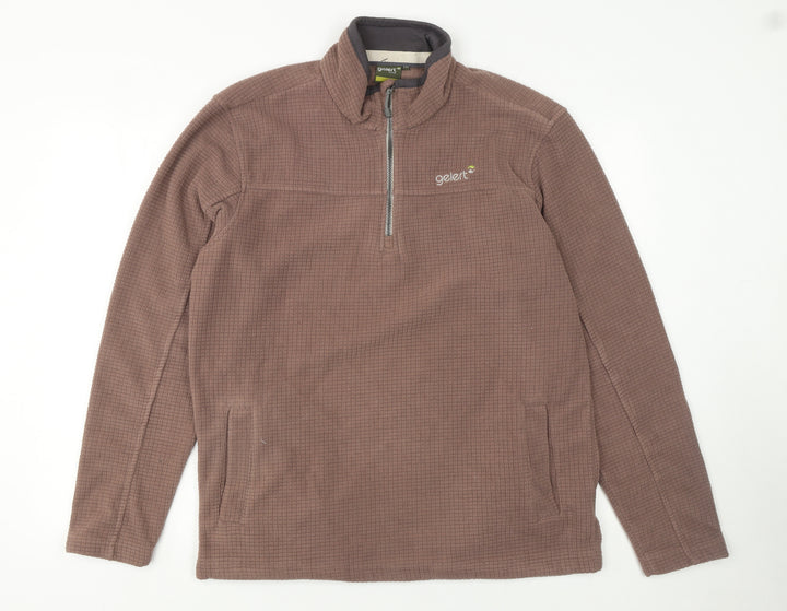 Gelert Mens Brown 1/4 Zip Fleece Pullover Sweatshirt Size M