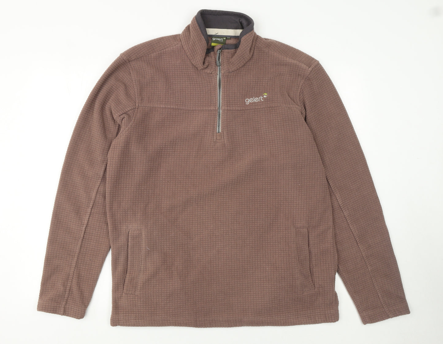 Gelert Mens Brown 1/4 Zip Fleece Pullover Sweatshirt Size M