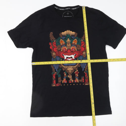 Snapback Unisex Black Tribal Graphic Cotton T-Shirt Medium
