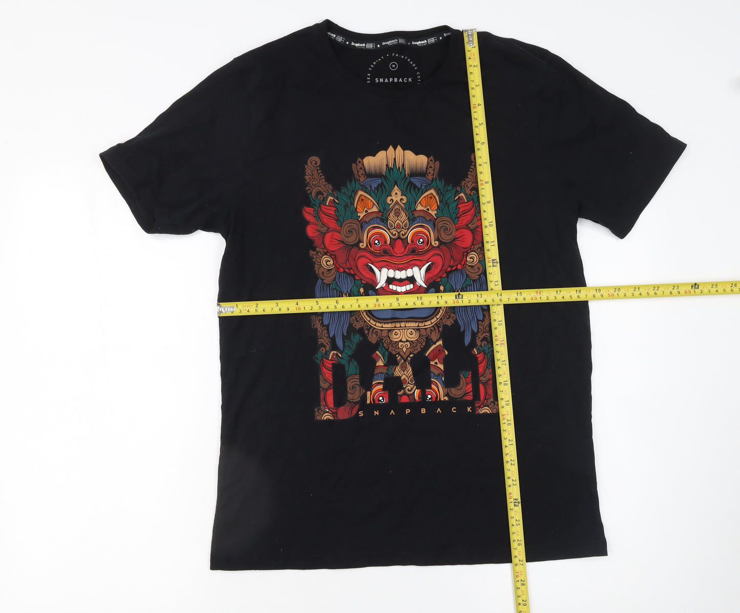 Snapback Unisex Black Tribal Graphic Cotton T-Shirt Medium