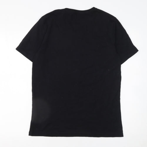 Snapback Unisex Black Tribal Graphic Cotton T-Shirt Medium
