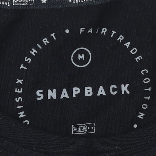 Snapback Unisex Black Tribal Graphic Cotton T-Shirt Medium