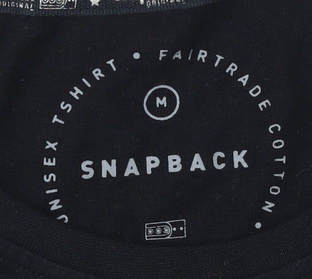 Snapback Unisex Black Tribal Graphic Cotton T-Shirt Medium