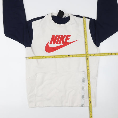 Nike Men's White Pullover Sweatshirt M Logo Sports Crew Neck