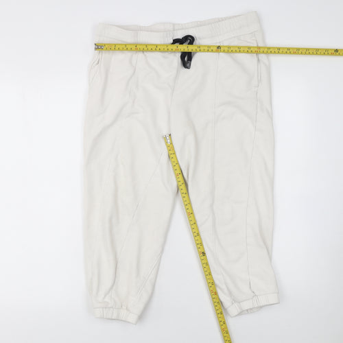 DKNY Women Ivory Cotton Jogger Trousers Size M Elastic Waist