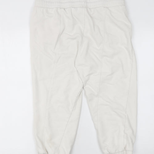 DKNY Women Ivory Cotton Jogger Trousers Size M Elastic Waist