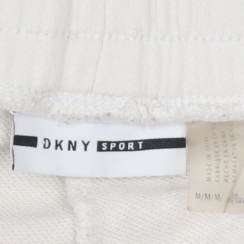 DKNY Women Ivory Cotton Jogger Trousers Size M Elastic Waist