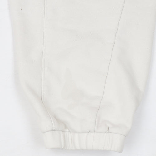 DKNY Women Ivory Cotton Jogger Trousers Size M Elastic Waist