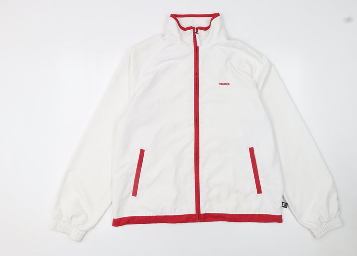 Starter Womens White Red Trim Track Jacket Size 16 Lightweight Sportswear