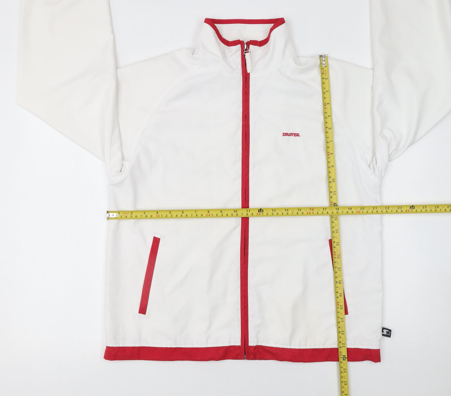 Starter Womens White Red Trim Track Jacket Size 16 Lightweight Sportswear