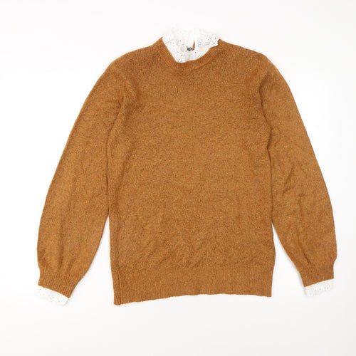 White Stuff Women’s Brown Wool Blend High Neck Jumper Size 6