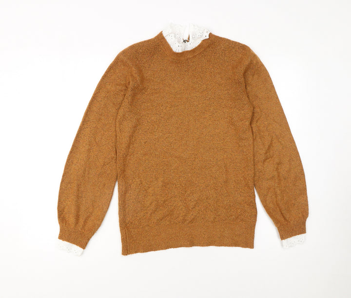 White Stuff Women’s Brown Wool Blend High Neck Jumper Size 6
