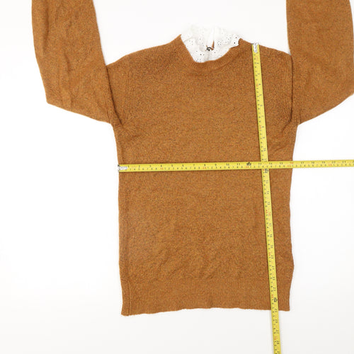 White Stuff Women’s Brown Wool Blend High Neck Jumper Size 6