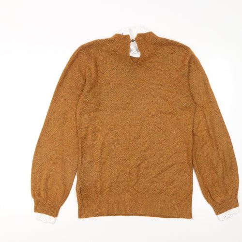 White Stuff Women’s Brown Wool Blend High Neck Jumper Size 6