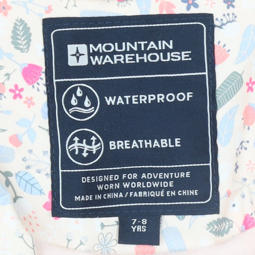 Mountain Warehouse Girls Multicoloured Floral Waterproof Hooded Rain Coat 7-8 Years