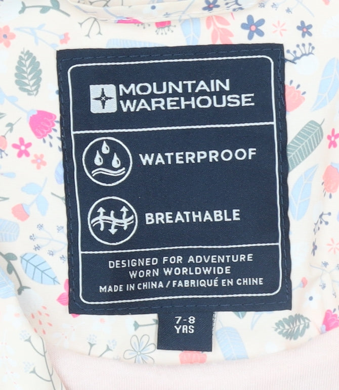 Mountain Warehouse Girls Multicoloured Floral Waterproof Hooded Rain Coat 7-8 Years