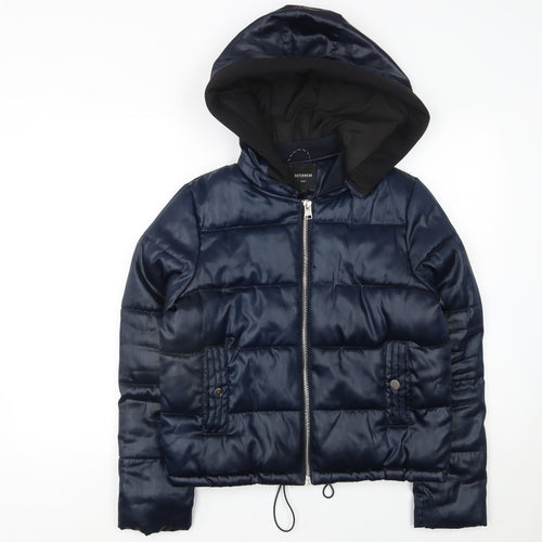 Next Women's Blue Hooded Puffer Jacket Size 8 Regular Fit
