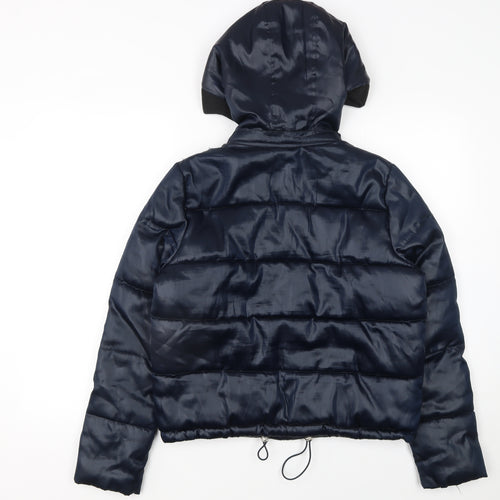 Next Women's Blue Hooded Puffer Jacket Size 8 Regular Fit