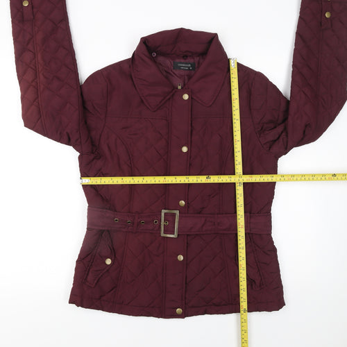 Crossroads Womens Red Quilted Belted Jacket Size 12