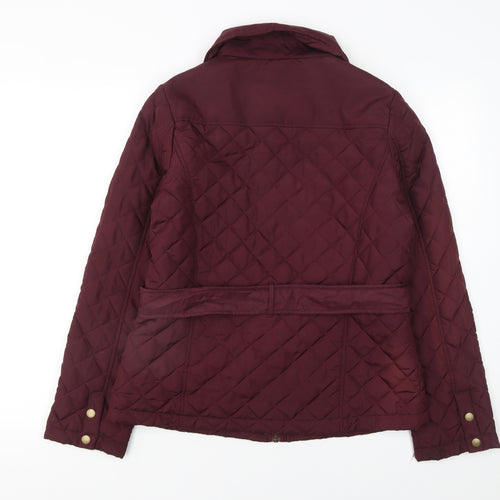 Crossroads Womens Red Quilted Belted Jacket Size 12