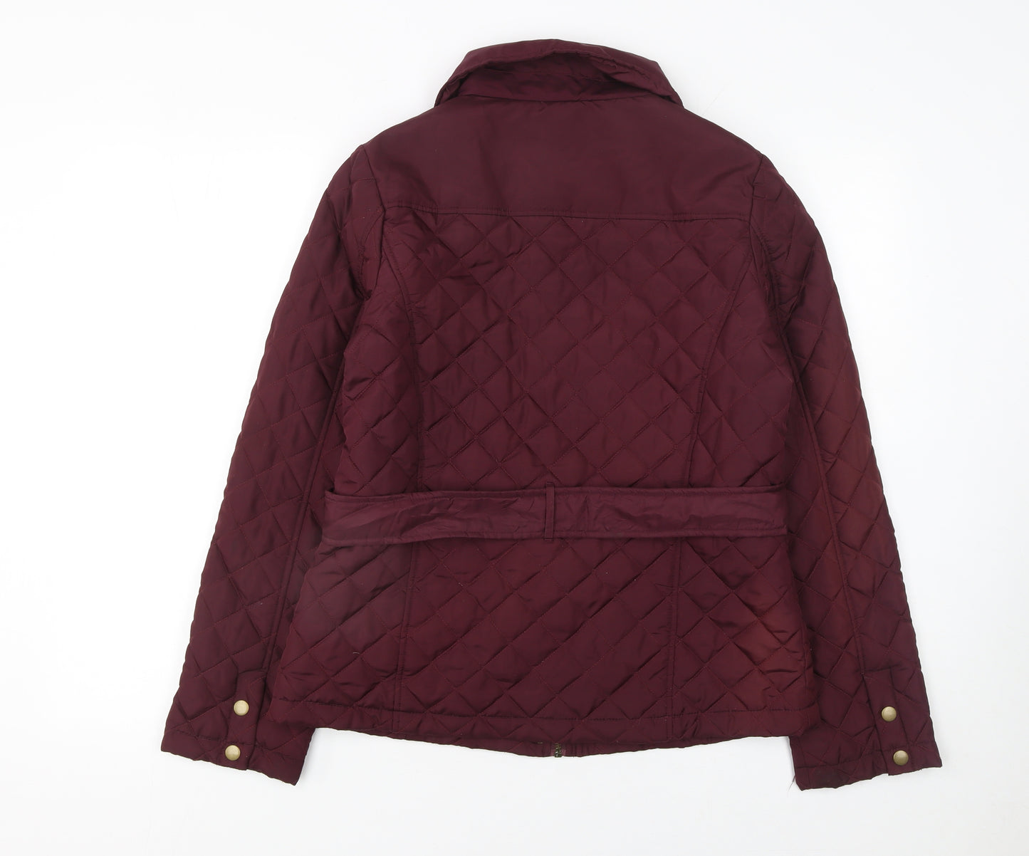 Crossroads Womens Red Quilted Belted Jacket Size 12