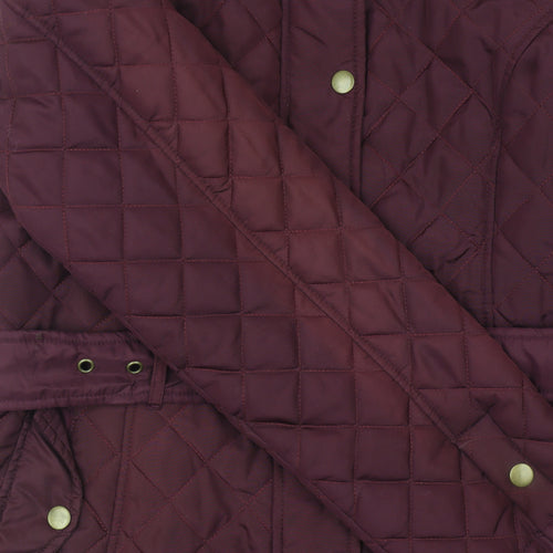 Crossroads Womens Red Quilted Belted Jacket Size 12