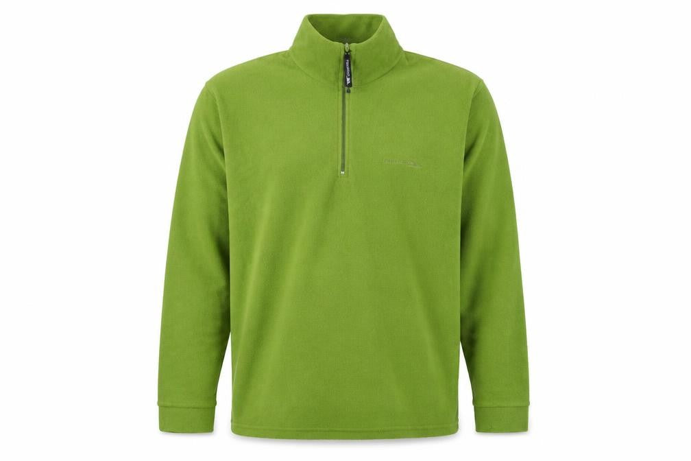 Front view of Trespass Men's Green Fleece 1/4 Zip Pullover Sweatshirt, size M