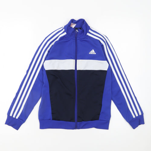 Adidas Boys Blue Track Jacket 10 Years Full Zip Colourblock Activewear