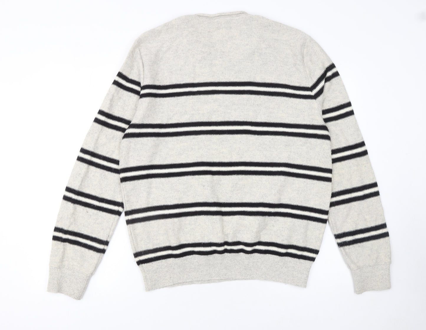 GAP Men’s Grey Striped Wool Crew Neck Jumper Size L