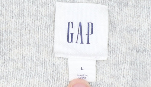 GAP Men’s Grey Striped Wool Crew Neck Jumper Size L
