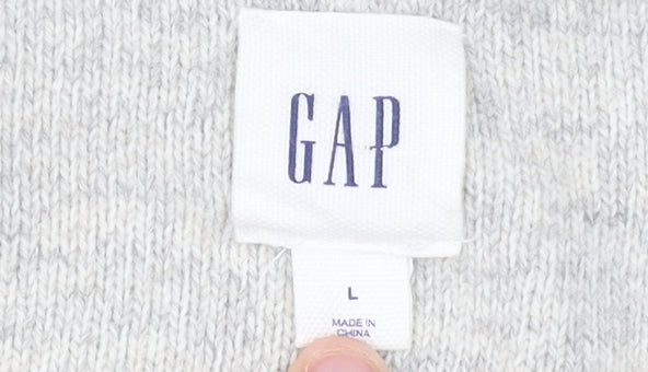 GAP Men’s Grey Striped Wool Crew Neck Jumper Size L