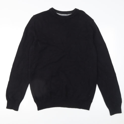 Maine New England Mens Black Cotton Crew Neck Jumper Medium
