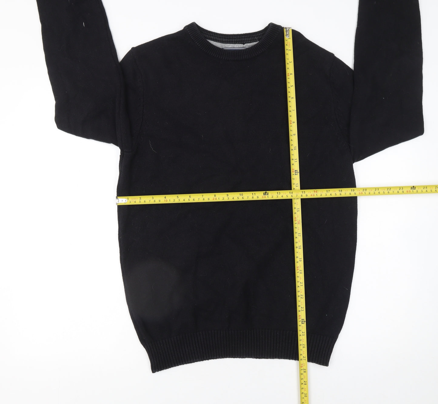 Maine New England Mens Black Cotton Crew Neck Jumper Medium