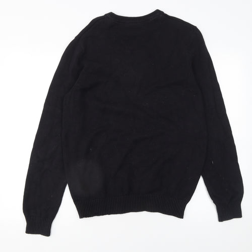 Maine New England Mens Black Cotton Crew Neck Jumper Medium