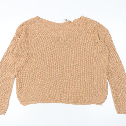 Grace & Mila Women’s Beige V-Neck Knit Pullover Jumper Size L