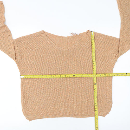 Grace & Mila Women’s Beige V-Neck Knit Pullover Jumper Size L