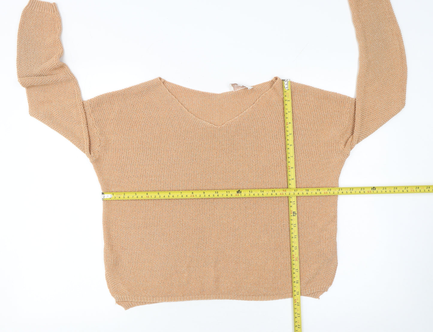 Grace & Mila Women’s Beige V-Neck Knit Pullover Jumper Size L