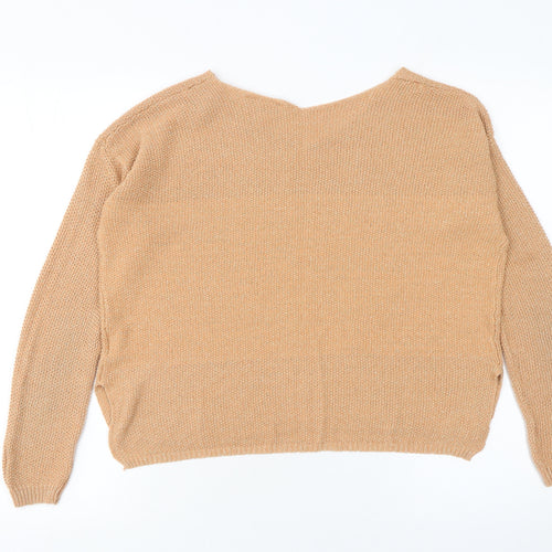 Grace & Mila Women’s Beige V-Neck Knit Pullover Jumper Size L