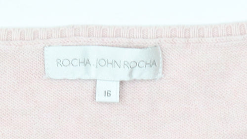 Rocha John Rocha Women Pink Cotton Short Sleeve Jumper Size 16