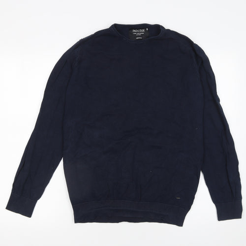 INDICODE Men’s Blue Cotton Blend Crew Neck Jumper Size M