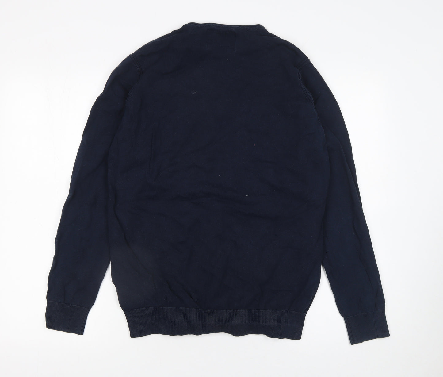 INDICODE Men’s Blue Cotton Blend Crew Neck Jumper Size M