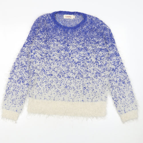 Louche Women’s Blue Crew Neck Chunky Knit Jumper Size 10