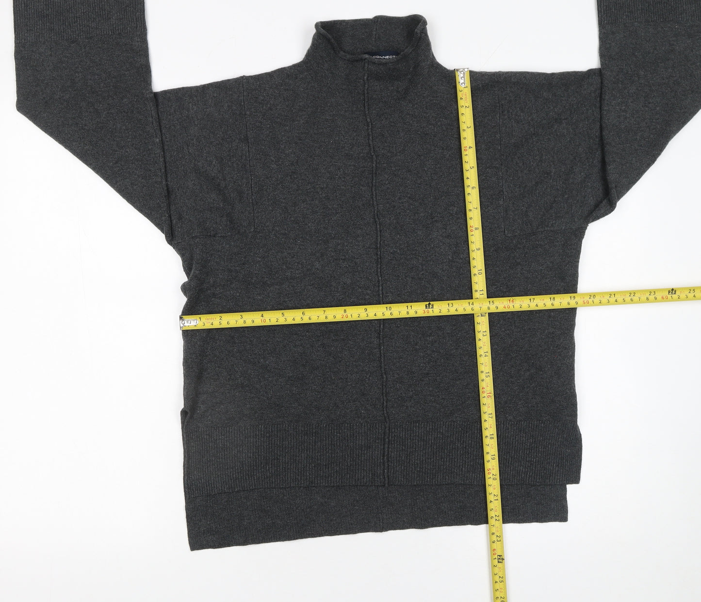 French Connection Women’s Grey XS Mock Neck Zip Knit Jumper