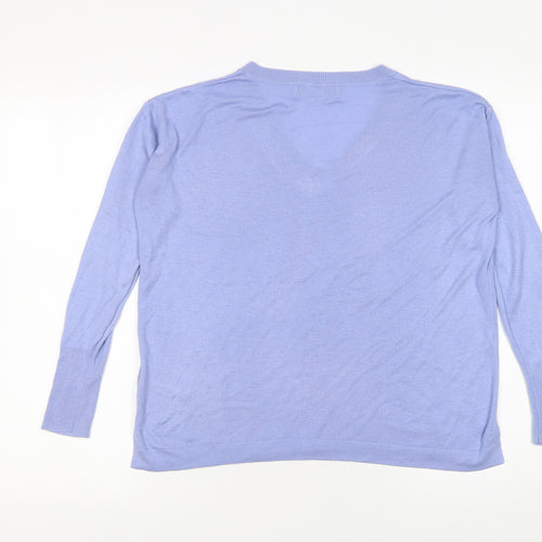 Marks and Spencer Women’s Blue V-Neck Knit Jumper Size S
