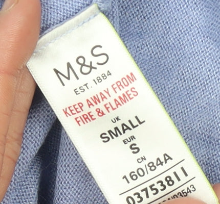 Marks and Spencer Women’s Blue V-Neck Knit Jumper Size S