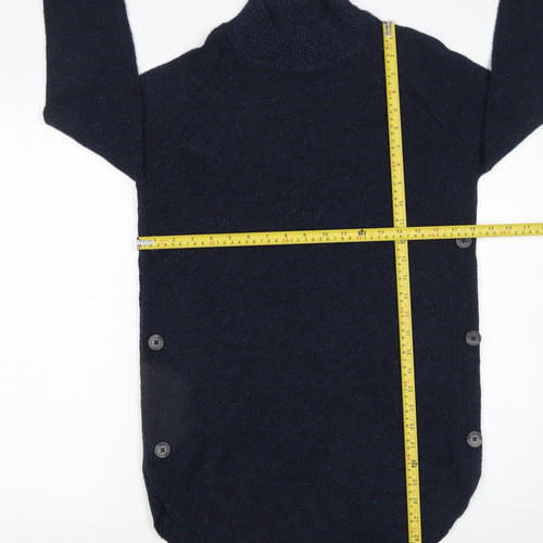 Next Women's Navy Mock Neck Button Side Knit Jumper XS