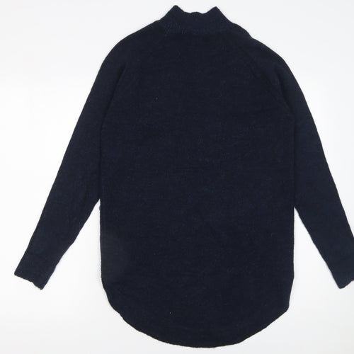 Next Women's Navy Mock Neck Button Side Knit Jumper XS