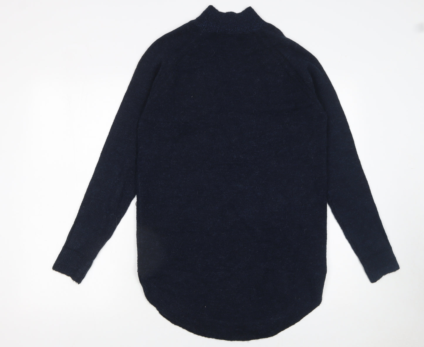 Next Women's Navy Mock Neck Button Side Knit Jumper XS